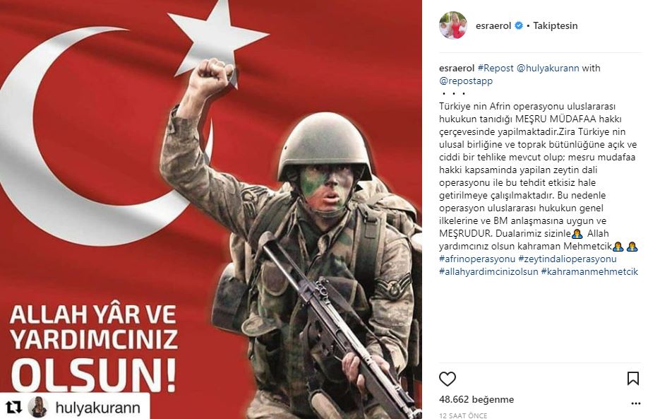 Afrin Operasyonuna ünlü isimlerden destek mesajı yağdı