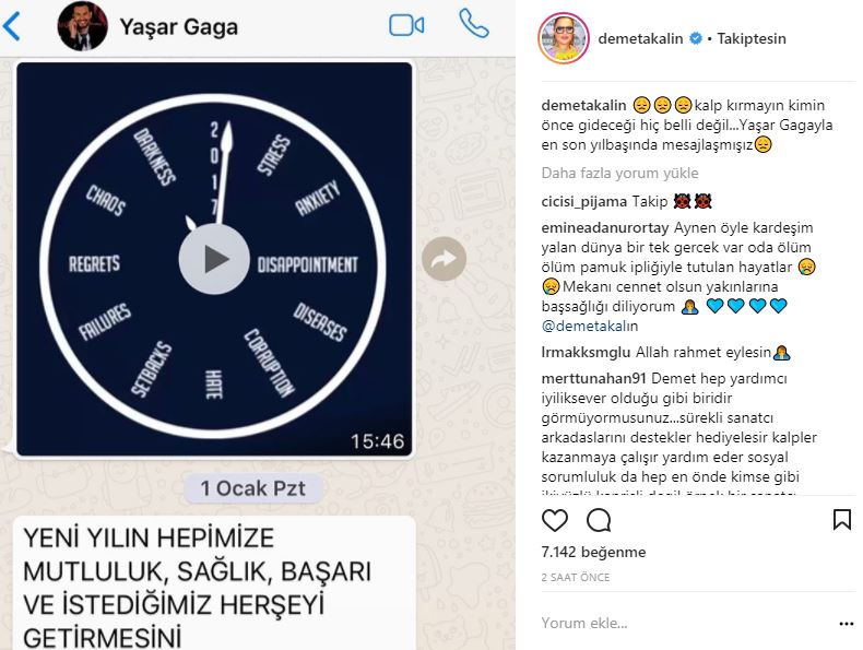 Yaşar Gaga’nın vefatı sonrası ünlü sanatçılar sosyal medyada üzerinden üzüntülerini paylaştı