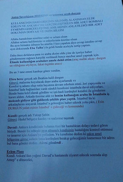 DEAŞ’lı terörist Durmaz’ın Ankara Gar Saldırısı sonrası örgüte verdiği rapor ortaya çıktı