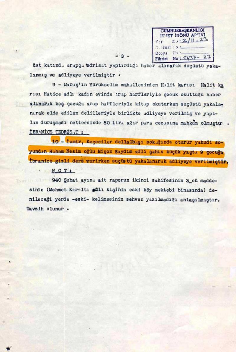 Tek parti zulmünün sadece müslümanlara değil topyekün baskıcı olduğunun belgeleri yayınlandı