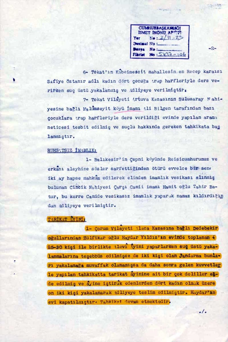Tek parti zulmünün sadece müslümanlara değil topyekün baskıcı olduğunun belgeleri yayınlandı
