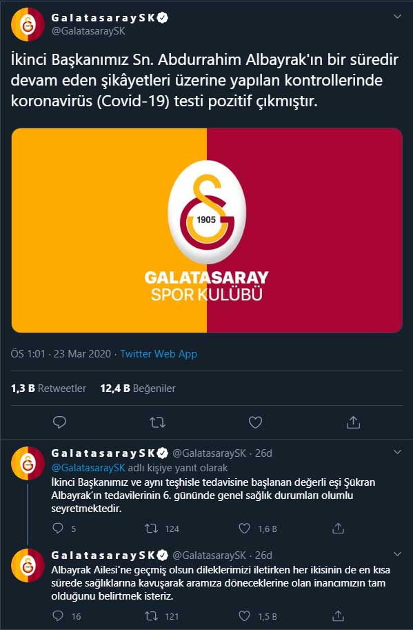 Süper Lig ekiplerinden Galatasaray’a geçmiş olsun mesajı