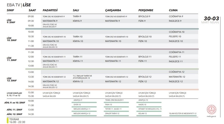EBA TV ders tekrarları ne zaman? EBA TV ilkokul ortaokul lise ders tekrarları izle