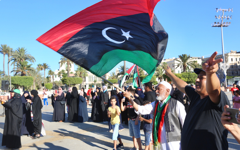 Libya'nın başkenti Trablus'ta, Sisi'ye karşı Libya ve Türk bayraklı gösteri