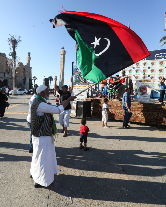Libya'nın başkenti Trablus'ta, Sisi'ye karşı Libya ve Türk bayraklı gösteri