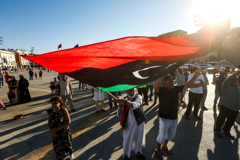 Libya'nın başkenti Trablus'ta, Sisi'ye karşı Libya ve Türk bayraklı gösteri