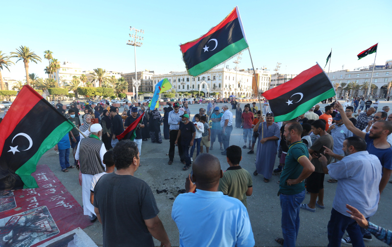 Libya'nın başkenti Trablus'ta, Sisi'ye karşı Libya ve Türk bayraklı gösteri