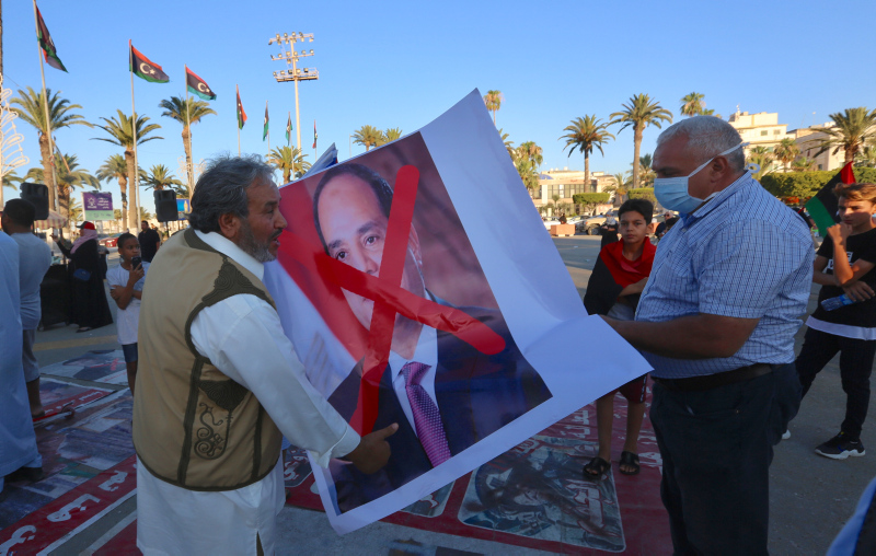 Libya'nın başkenti Trablus'ta, Sisi'ye karşı Libya ve Türk bayraklı gösteri
