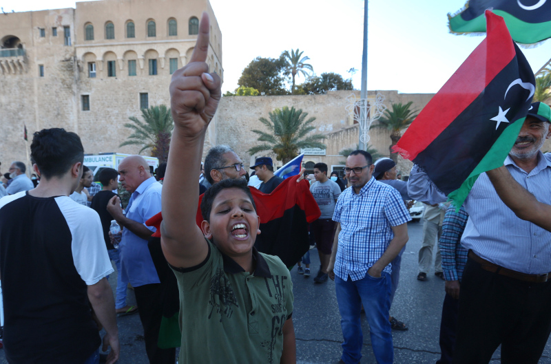 Libya'nın başkenti Trablus'ta, Sisi'ye karşı Libya ve Türk bayraklı gösteri