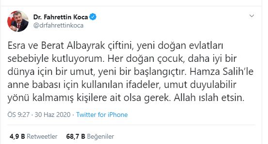 Bakan Berat Albayrak ve Esra Albayrak’ın 1 günlük bebeklerini bile hedef aldılar! Alçak paylaşıma gözaltı...