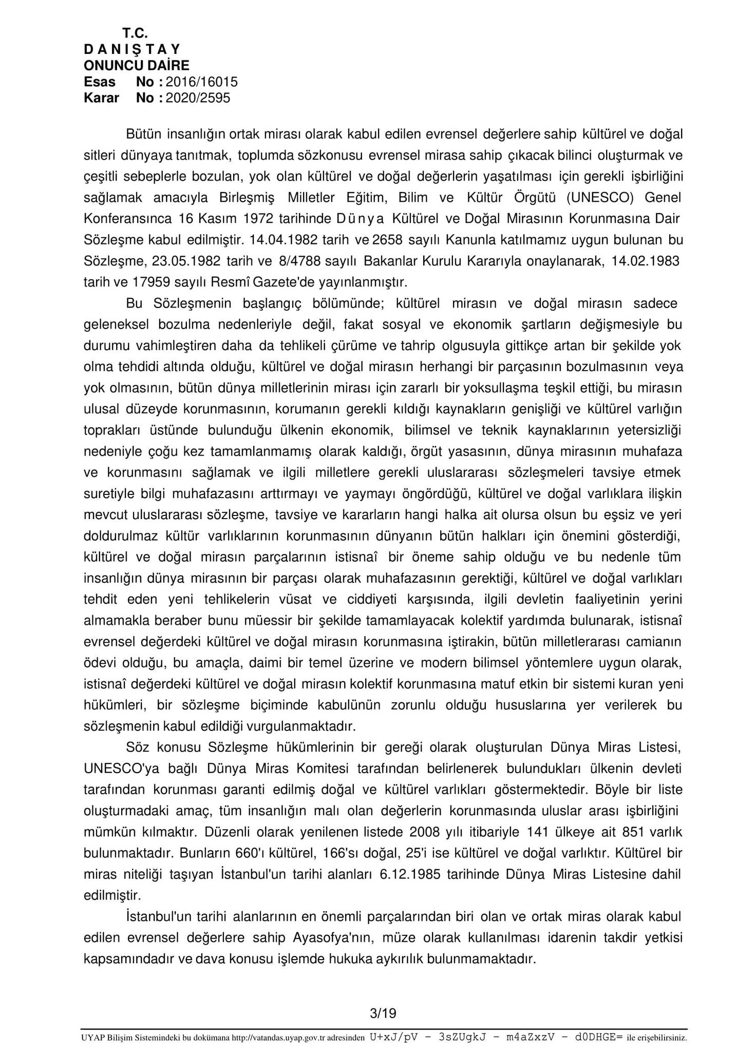 SON DAKİKA! Danıştay’ın Ayasofya kararı ilk kez SABAH’ta... İşte Danıştay’ın o kararı