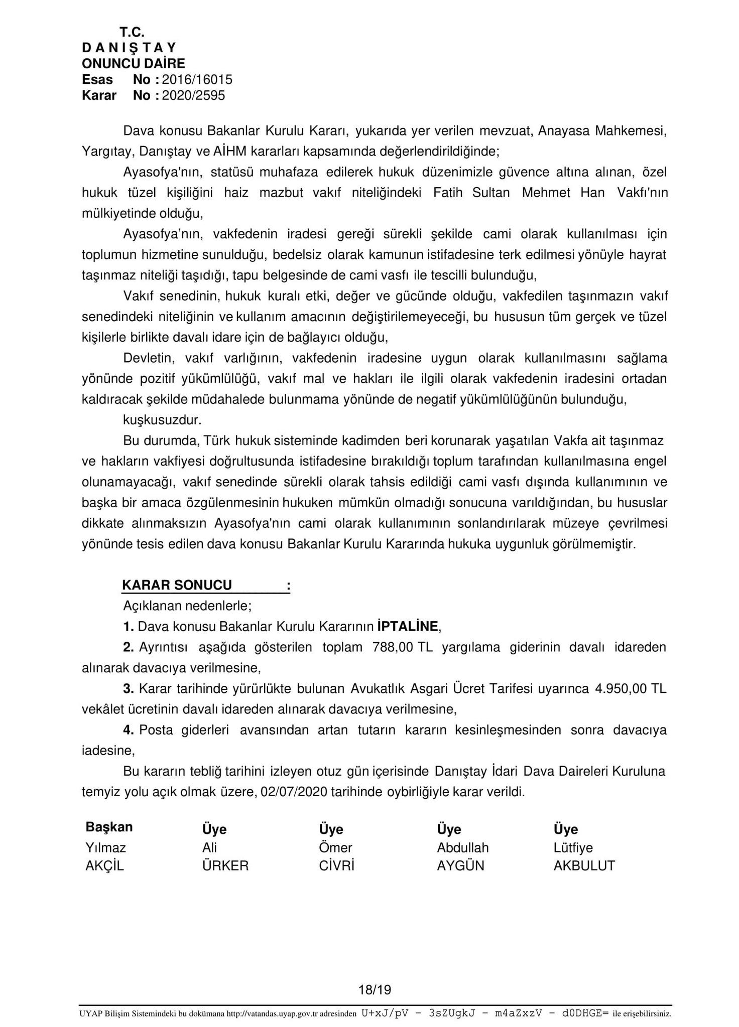 SON DAKİKA... Danıştay Ayasofya kararını açıkladı! Ayasofya ibadete açılıyor