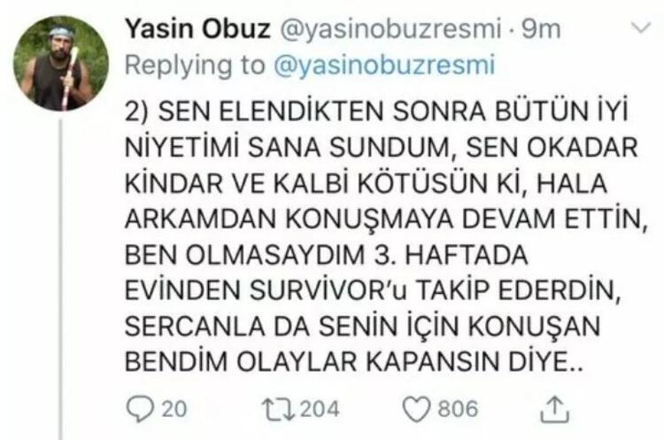 SON DAKİKA HABER: Survivor Yasin’den Nisa ile ilgili zehir zemberek paylaşımlar! Senin gibi kindar ve nankör...