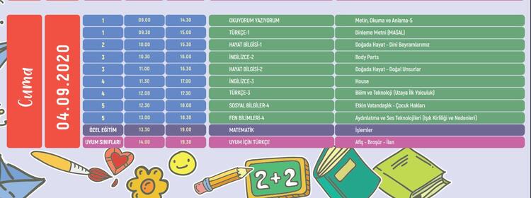 EBA uzaktan eğitim ders programı 4 Eylül Cuma: EBA ilkokul, ortaokul, lise ders programı!