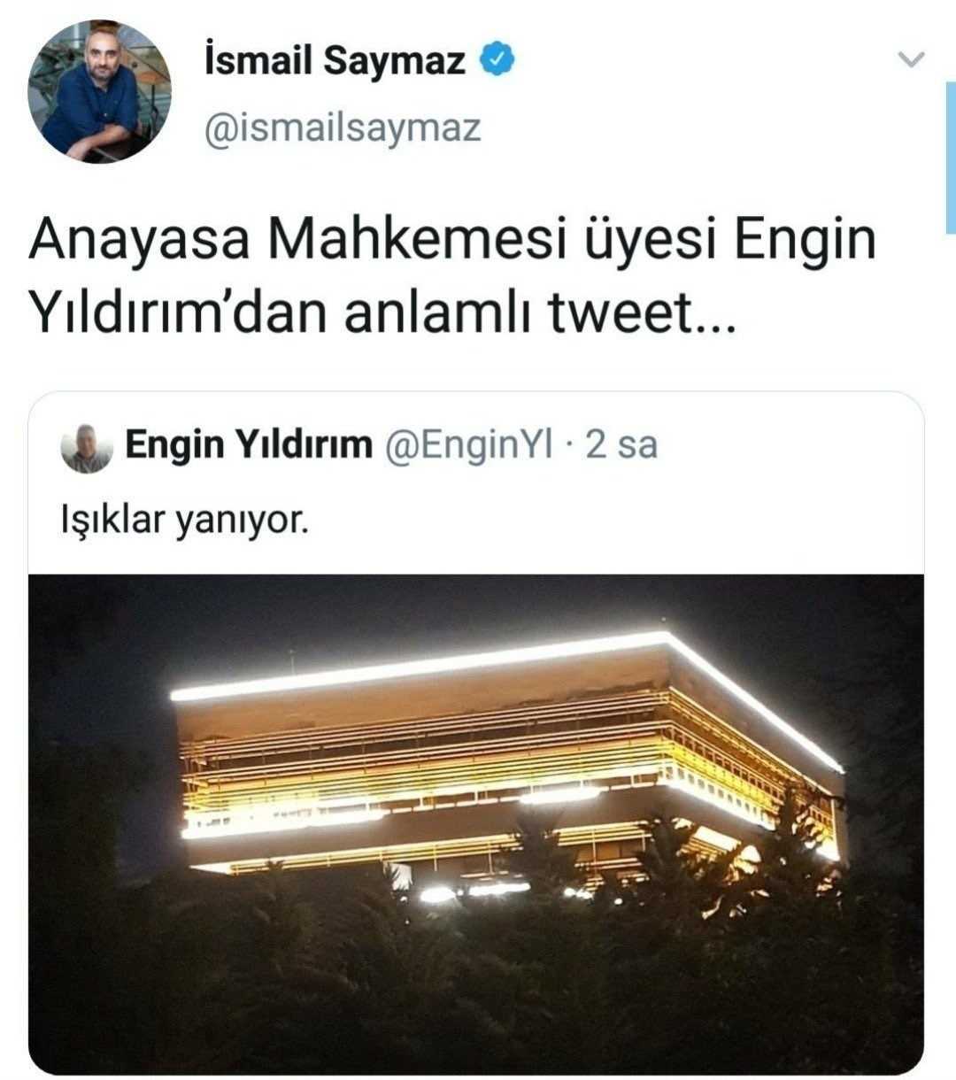 Anayasa Mahkemesi üyesi Engin Yıldırım’ın derin mesajına destek verdiler!