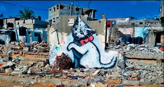 Gizemli sanatçı Bansky, Gazze’de