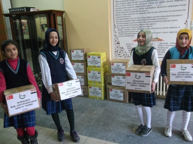 Hayırseverler İmam Hatip Ortaokulundan Suriye’ye Yardım