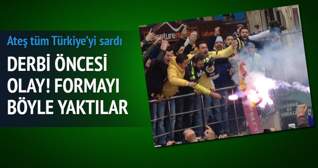 Fenerbahçeli taraftarlar Galatasaray forması yaktı