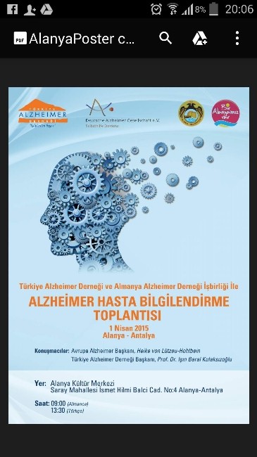 “Alzheimer Hasta Bilgilendirme Toplantısı,” 1 Nisan’da Kültür Merkezi’nde Yapılacak