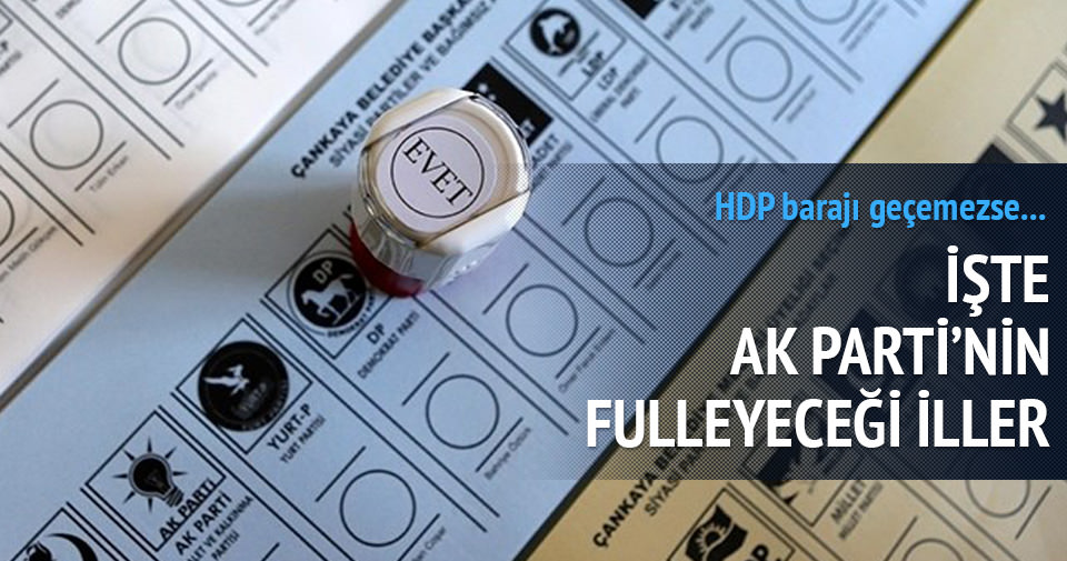 HDP barajı aşamazsa AK Parti'nin alacağı iller