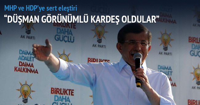 Davutoğlu: HDP ve MHP düşman görünümlü kardeş olmuşlar