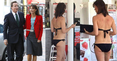 İngiltere başbakanın eşi Samantha Cameron bikiniyle yakalandı