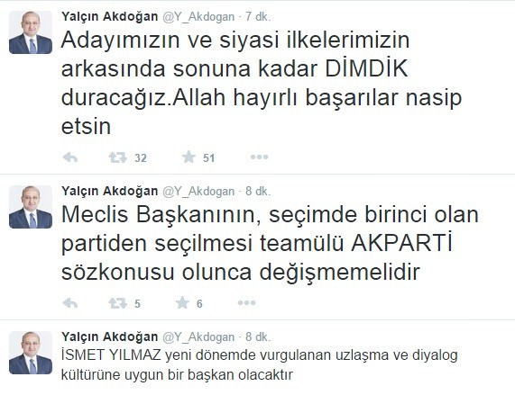 Başbakan Yardımcısı Yalçın Akdoğan’dan TBMM Başkanlık Seçimleri Hakkında Açıklama