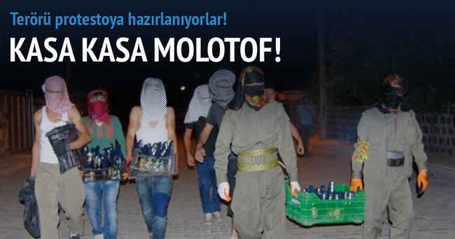 PKK’lılar kasalarla molotof taşıdı