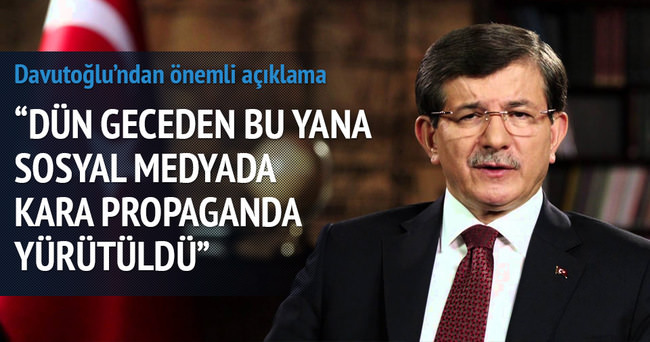 Başbakan Davutoğlu: Sosyal medya üzerinden kara propaganda yürütüldü
