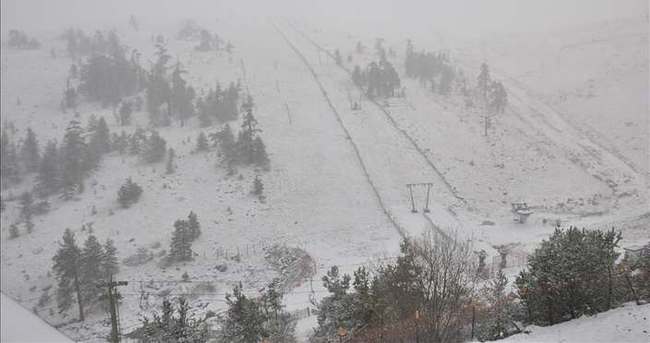 Kartalkaya’da kar yağışı