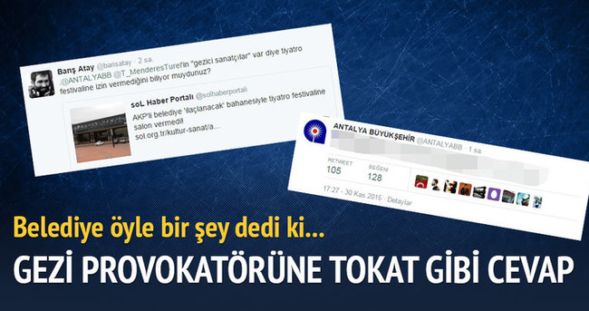 Belediyeden Gezi provokatörüne tokat gibi cevap