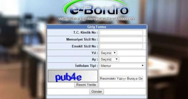 E Bordro, maaş bordrosu sorgulama ekranı