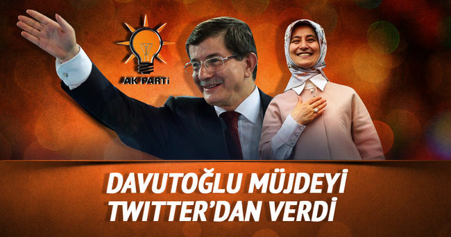 Başbakan Davutoğlu Twitter’dan müjdesini verdi