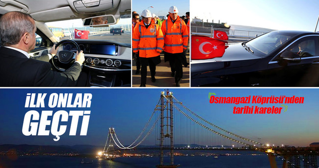 Erdoğan ve Davutoğlu Osman Gazi Köprüsü’nden geçti