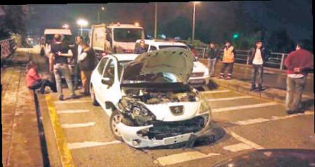 8 aracın karıştığı trafik kazasında yaralanan olmadı