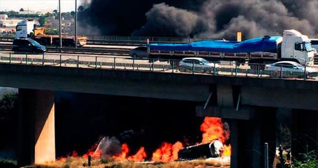 Tanker infilak etti şoför yanarak öldü