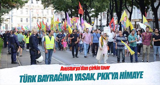 Türk bayrağına yasak terör örgütüne destek