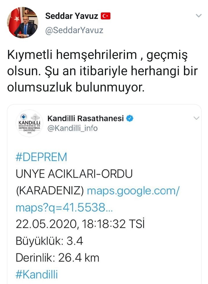Vali Yavuz’dan deprem açıklaması