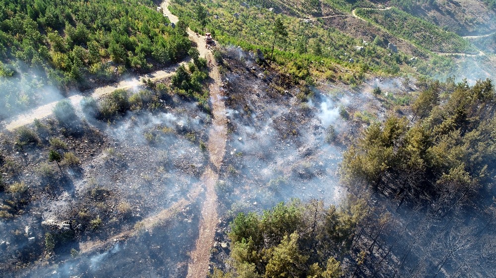 Pozantı’daki orman yangının büyüklüğü drone ile görüntülendi