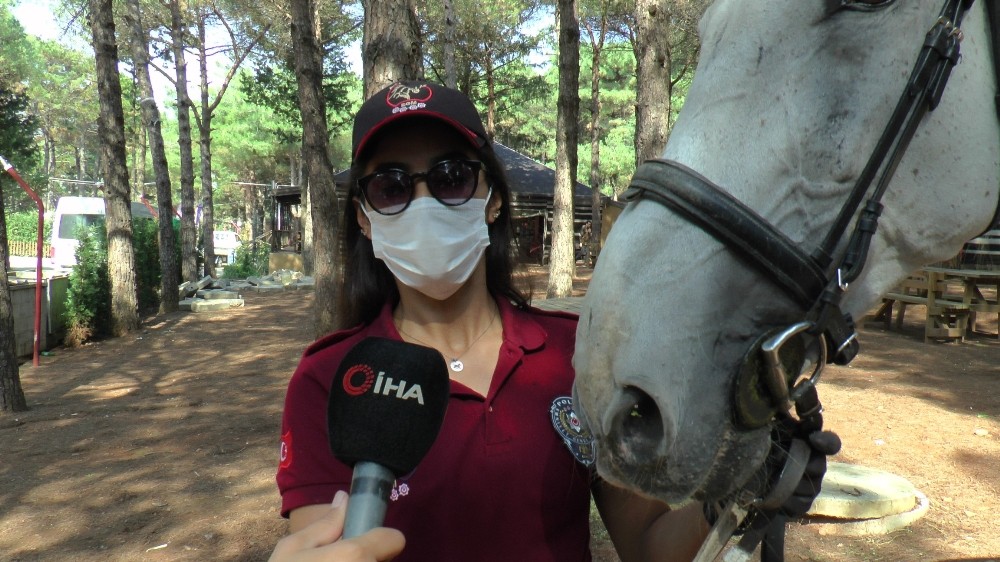 Atlı polisler İstanbul Aydos’ta denetim yaptı