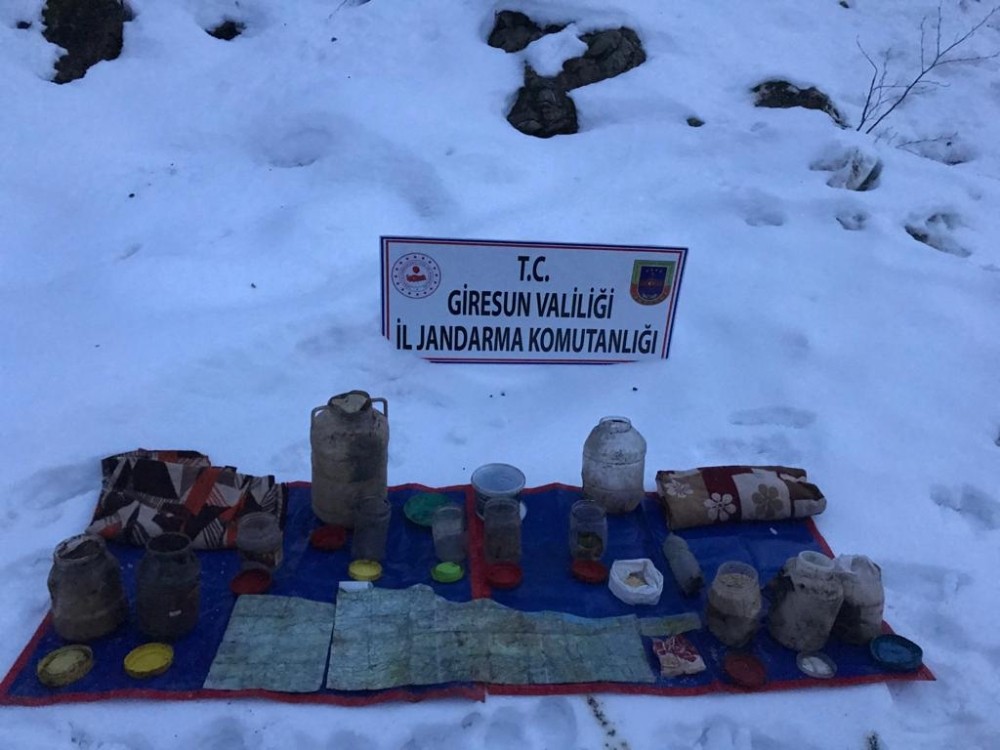Giresun’da PKK’lıların kullandığı erzak deposu bulundu