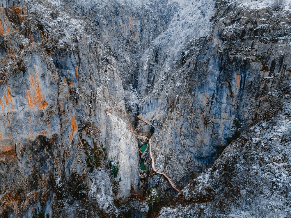 Horma Kanyonu, kar altında ziyaretçilerine eşsiz güzellikler sunuyor