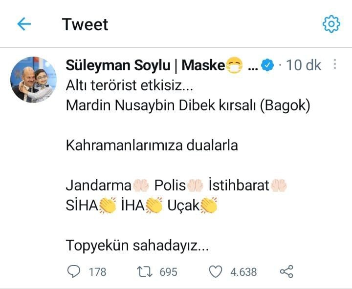 Bakan Soylu sosyal medya hesabından duyurdu: Mardin'de 6 terörist etkisiz  hale getirildi - Mardin Haberleri
