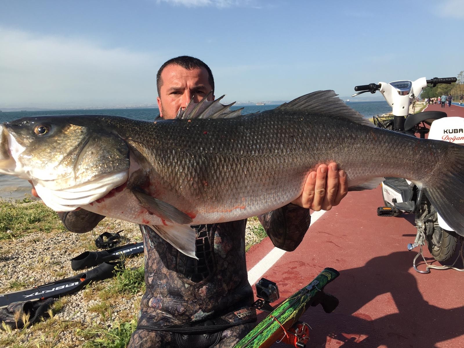 Yalova’da zıpkınla yakaladığı levrekle dünya rekoru kırdı
