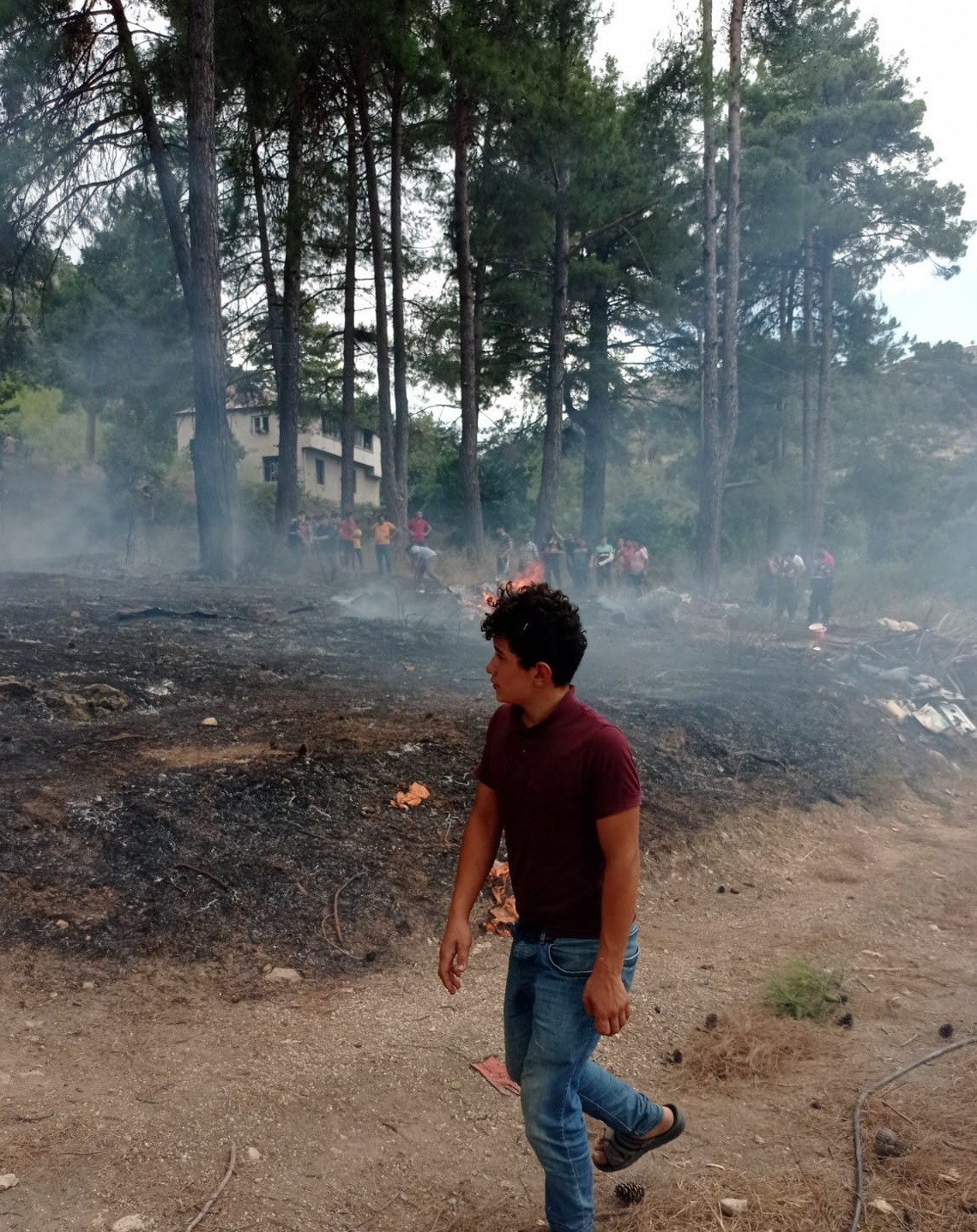 Çamlıyayla’daki yangın, ormanlık alana ulaşmadan söndürüldü