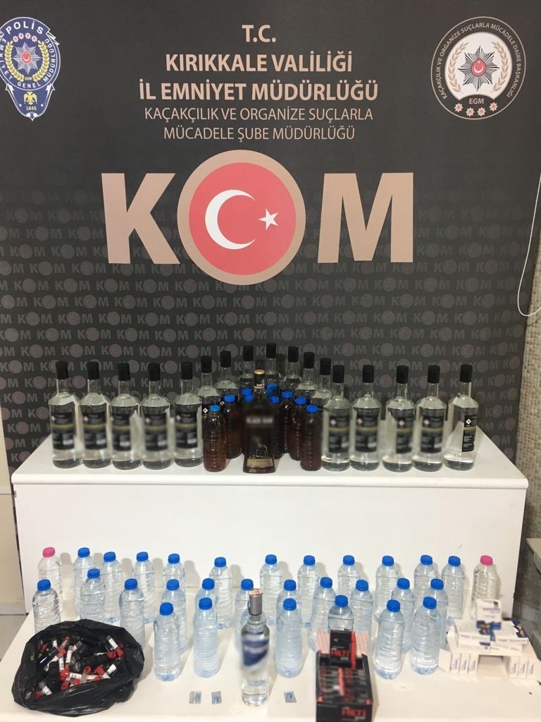Kırıkkale’de litrelerce kaçak içki ele geçirildi