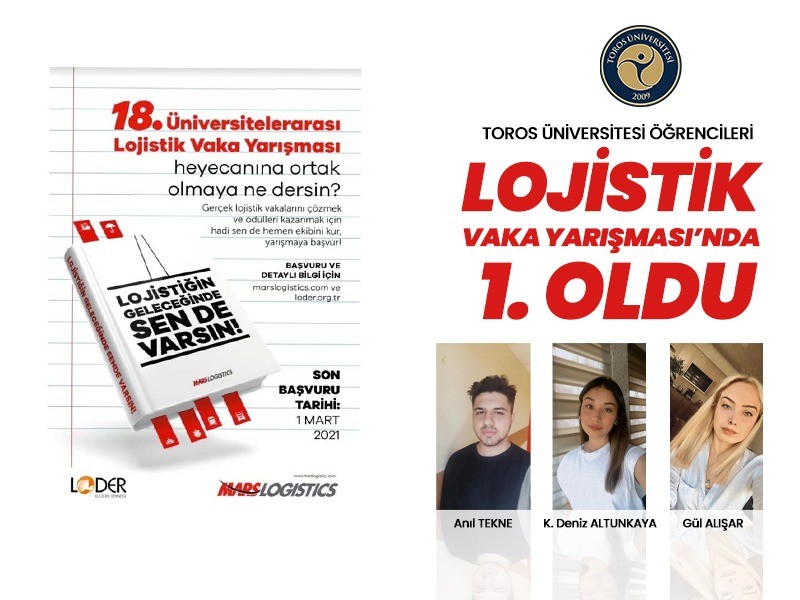 Toros Üniversitesi öğrencileri Lojistik Vaka Yarışmasında birinci oldu