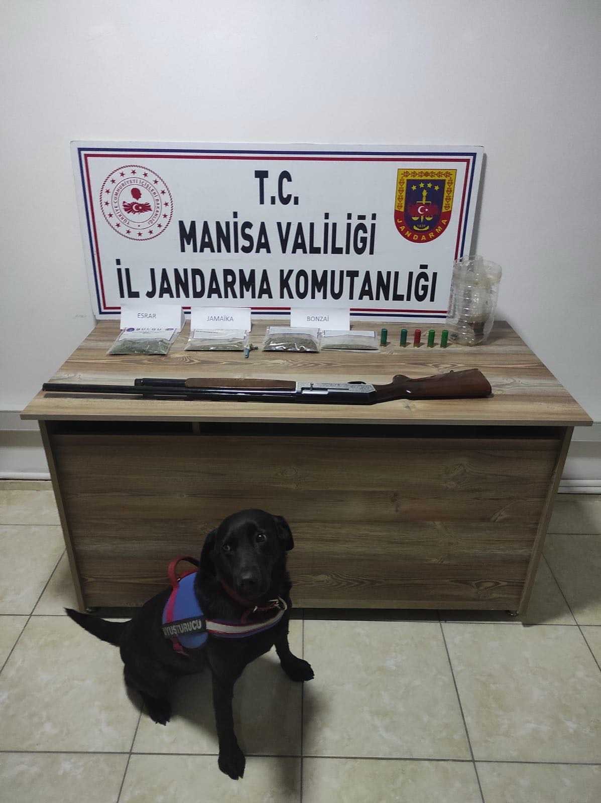 Evde saklanan uyuşturucuyu narkotik köpeği ’Arya’ buldu #manisa