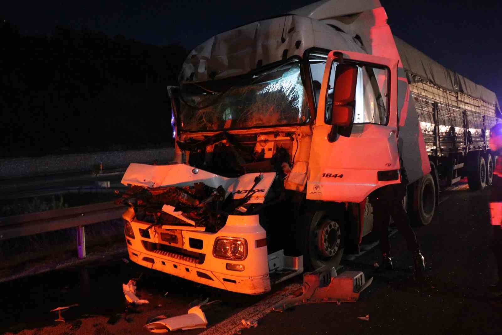 TEM Otoyolu’nda kamyona çarpan tırın sürücüsü yaralandı #bolu