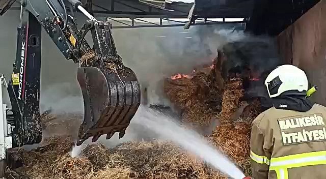 Havran’da besi çiftliğinde korkutan yangın #balikesir